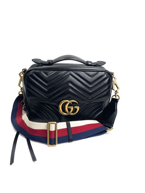 GUCCI Calfskin Matelasse Sylvie Web Small GG Marmont Top 